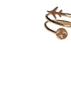 Korean and Japanese Style Spiral Ring for Women with Airplane Smiley Face - Mixed Metal Finger Ring for Trendy Fashion