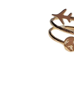 Korean and Japanese Style Spiral Ring for Women with Airplane Smiley Face - Mixed Metal Finger Ring for Trendy Fashion