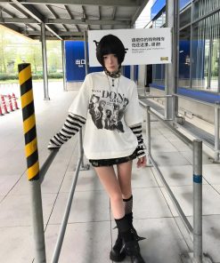 Korean College Outfits Casual, Outfit Ideas Y2k Streetwear - Grunge Don't Smoke Layered Top