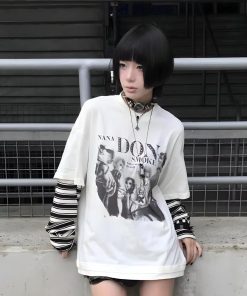 Korean College Outfits Casual, Outfit Ideas Y2k Streetwear - Grunge Don't Smoke Layered Top