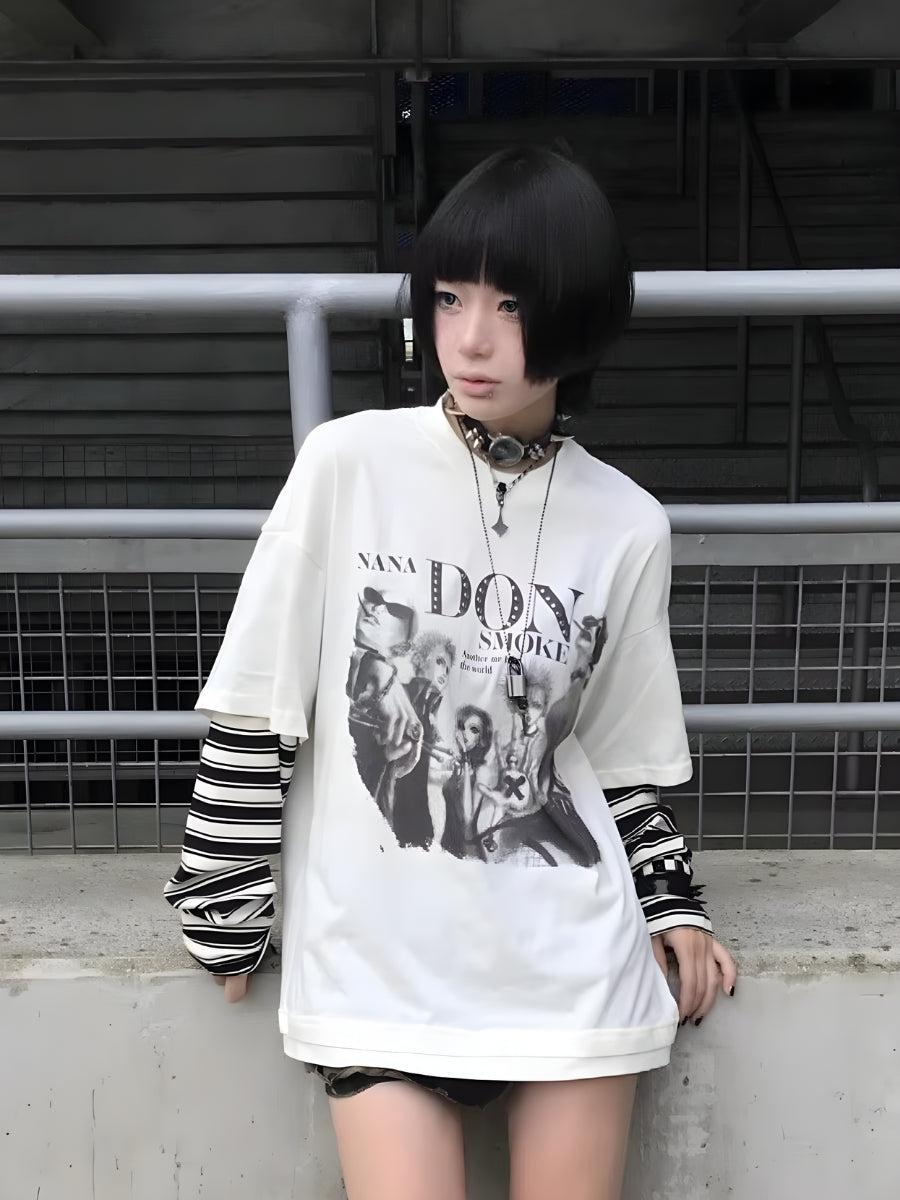 Korean College Outfits Casual, Outfit Ideas Y2k Streetwear - Grunge Don't Smoke Layered Top Korean College Outfits Casual, Outfit Ideas Y2k Streetwear - Grunge Don't Smoke Layered Top
