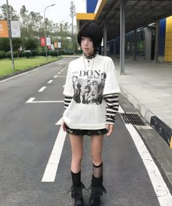 Korean College Outfits Casual, Outfit Ideas Y2k Streetwear - Grunge Don't Smoke Layered Top