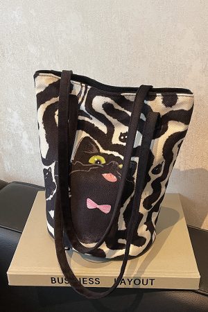 Korean Cute Cartoon Shoulder Bag - Trendy Casual Handheld Bucket Bag for Women, Versatile Spring/Summer 2025 Fashion