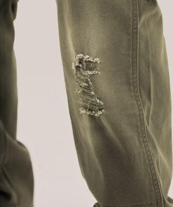 Korean Cute Outfits Skirts, Minimalist Feminine Outfits - Mid Rise Washed Distressed Jeans