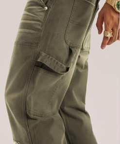 Korean Cute Outfits Skirts, Minimalist Feminine Outfits - Mid Rise Washed Distressed Jeans