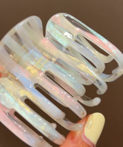 Korean Gradient Aurora Acetate Claw Clip - Medium Shark Hairpin for Back of Head, French Style Hair Accessory