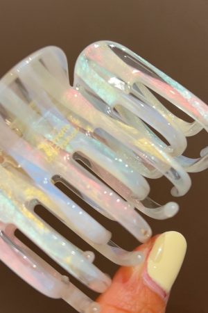 Korean Gradient Aurora Acetate Claw Clip - Medium Shark Hairpin for Back of Head, French Style Hair Accessory