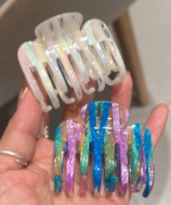 Korean Gradient Aurora Acetate Claw Clip - Medium Shark Hairpin for Back of Head, French Style Hair Accessory