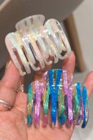 Korean Gradient Aurora Acetate Claw Clip - Medium Shark Hairpin for Back of Head, French Style Hair Accessory