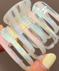 Korean Gradient Aurora Acetate Claw Clip - Medium Shark Hairpin for Back of Head, French Style Hair Accessory