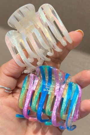 Korean Gradient Aurora Acetate Claw Clip - Medium Shark Hairpin for Back of Head, French Style Hair Accessory
