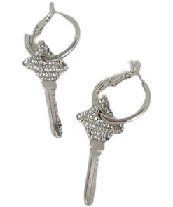 Korean & Japanese Versatile Stud Earrings with Key Inlaid Design - Stylish Women's Ear Accessories