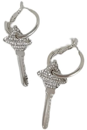 Korean & Japanese Versatile Stud Earrings with Key Inlaid Design - Stylish Women's Ear Accessories