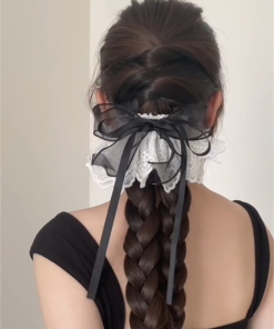 Korean Lace Skirt Bow Low Ponytail Hairpin - 2025 New French Half-Up Hair Accessory for Women