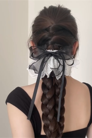 Korean Lace Skirt Bow Low Ponytail Hairpin - 2025 New French Half-Up Hair Accessory for Women