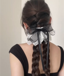 Korean Lace Skirt Bow Low Ponytail Hairpin - 2025 New French Half-Up Hair Accessory for Women