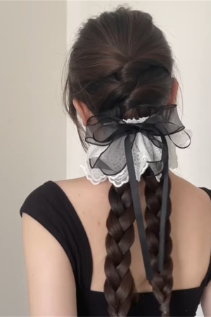 Korean Lace Skirt Bow Low Ponytail Hairpin - 2025 New French Half-Up Hair Accessory for Women