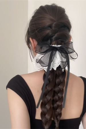 Korean Lace Skirt Bow Low Ponytail Hairpin - 2025 New French Half-Up Hair Accessory for Women