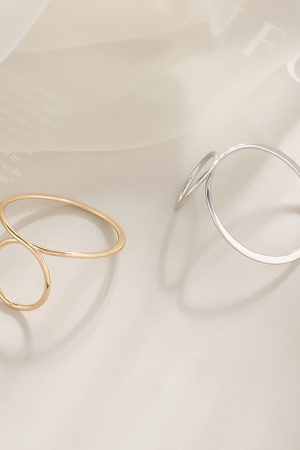 Korean Minimalist Geometric Circle Hollow Ring - Women's Brass Electroplated Fashion Jewelry