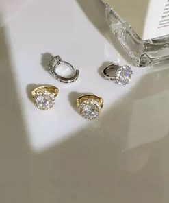 Korean Minimalist One Diamond Sparkling Zircon Ear Clip Earrings for Women - Classic Elegant Jewelry Accessory