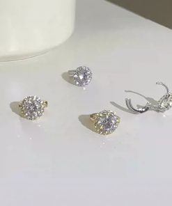 Korean Minimalist One Diamond Sparkling Zircon Ear Clip Earrings for Women - Classic Elegant Jewelry Accessory