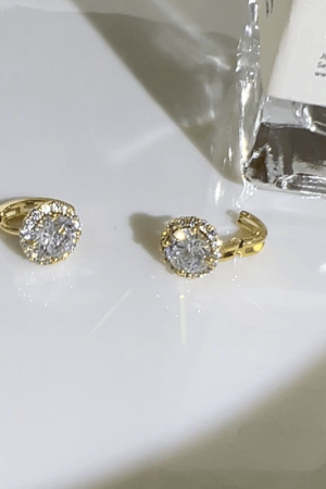 Korean Minimalist One Diamond Sparkling Zircon Ear Clip Earrings for Women - Classic Elegant Jewelry Accessory