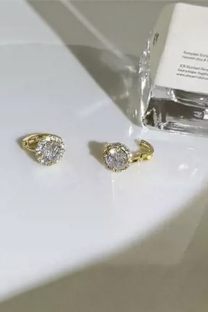 Korean Minimalist One Diamond Sparkling Zircon Ear Clip Earrings for Women - Classic Elegant Jewelry Accessory