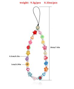 Korean Minimalist Rainbow Bead Phone Strap Lanyard for Women - Heart Key Design, European and American Style Accessory