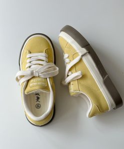 Korean Retro Thick-Soled Sneakers for Women - 2025 Spring Casual White Shoes, Versatile Y2K Style Footwear