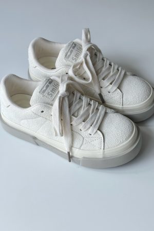 Korean Retro Thick-Soled Sneakers for Women - 2025 Spring Casual White Shoes, Versatile Y2K Style Footwear