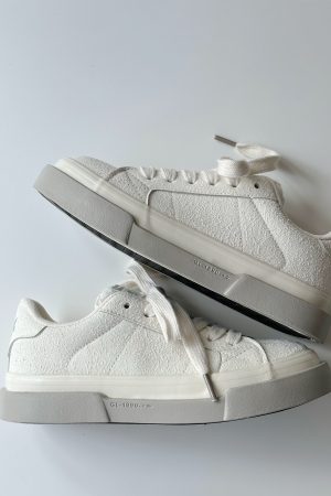 Korean Retro Thick-Soled Sneakers for Women - 2025 Spring Casual White Shoes, Versatile Y2K Style Footwear