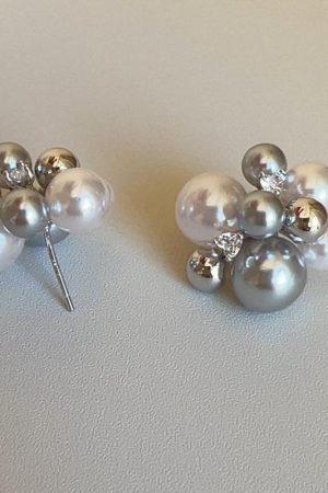 Korean S925 Silver Pearl Mother-of-Pearl Earrings - Retro Hong Kong Style, Simple and Versatile Large Earrings for Fashion Enthusiasts