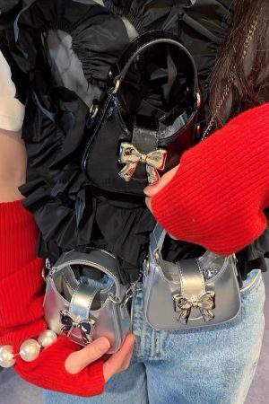 Korean Style 2025 Mini Shoulder Handbag with Bow, Metal Buckle, and Chain Crossbody Design for Women - Lipstick & Headphone Bag