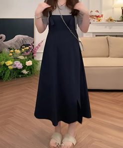 Korean Style 2025 Summer Fashion Dress for Women, Chic Casual Two-Piece Design, Trendy Niche Look