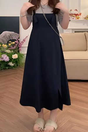 Korean Style 2025 Summer Fashion Dress for Women, Chic Casual Two-Piece Design, Trendy Niche Look