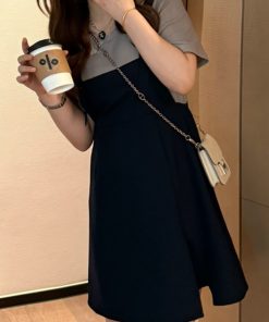 Korean Style 2025 Summer Fashion Dress for Women, Chic Casual Two-Piece Design, Trendy Niche Look