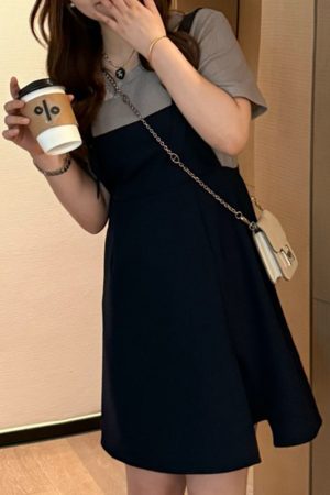Korean Style 2025 Summer Fashion Dress for Women, Chic Casual Two-Piece Design, Trendy Niche Look
