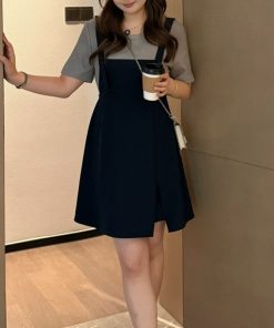 Korean Style 2025 Summer Fashion Dress for Women, Chic Casual Two-Piece Design, Trendy Niche Look