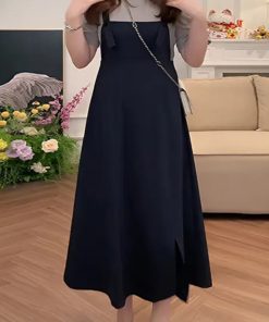 Korean Style 2025 Summer Fashion Dress for Women, Chic Casual Two-Piece Design, Trendy Niche Look