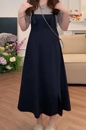 Korean Style 2025 Summer Fashion Dress for Women, Chic Casual Two-Piece Design, Trendy Niche Look