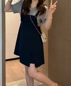Korean Style 2025 Summer Fashion Dress for Women, Chic Casual Two-Piece Design, Trendy Niche Look