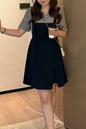 Korean Style 2025 Summer Fashion Dress for Women, Chic Casual Two-Piece Design, Trendy Niche Look