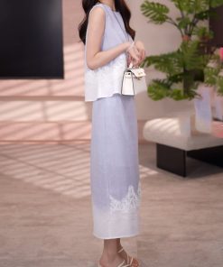 Korean Style 2025 Summer Spliced Lace Top & High Waist Skirt Two-Piece Set - Trendy Fashion for a Chic Look