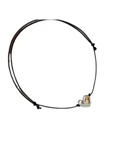 Korean Style Adjustable Drawstring Bracelet in S925 Pure Silver with Heart Design - Simple and Versatile Hand Rope Accessory