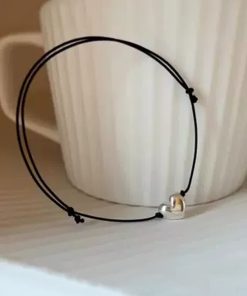 Korean Style Adjustable Drawstring Bracelet in S925 Pure Silver with Heart Design - Simple and Versatile Hand Rope Accessory