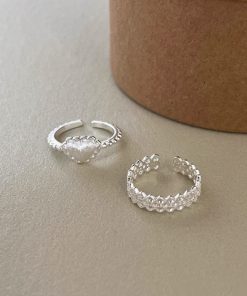 Korean-Style Adjustable Open Finger Heart Lace Ring for Women - Trendy High-End Fashion Accessory 2025