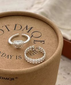 Korean-Style Adjustable Open Finger Heart Lace Ring for Women - Trendy High-End Fashion Accessory 2025