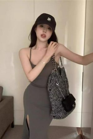 Korean-Style Backless Hollow Lace-Up Dress for Women, Fitted Waist Bodycon Mermaid Skirt, Figure-Flattering Evening Dress