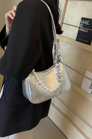 Korean-Style Beaded Underarm Bag for Women - 2025 Autumn Textured Versatile Shoulder Crossbody Pillow Bag