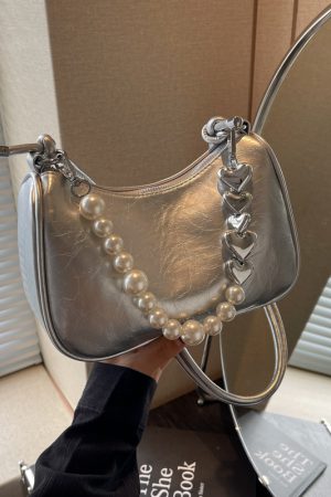 Korean-Style Beaded Underarm Bag for Women - 2025 Autumn Textured Versatile Shoulder Crossbody Pillow Bag